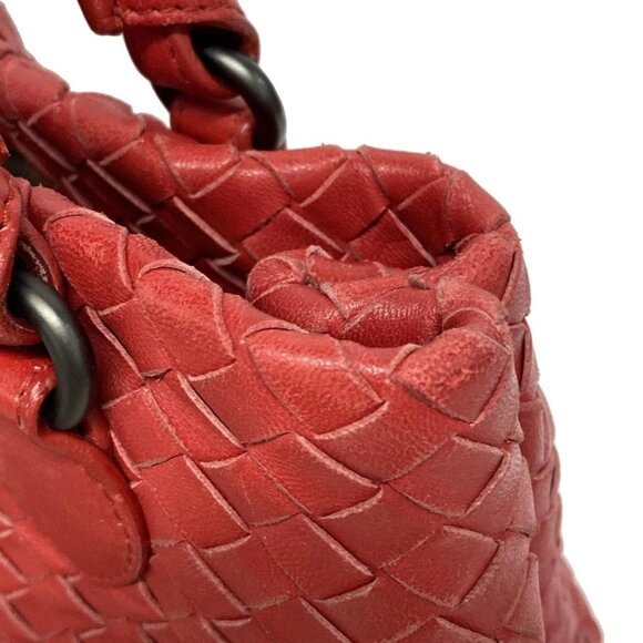 Auth BOTTEGA VENETA Intrecciato 225166 Red Leather Tote Bag - Picture 14 of 16